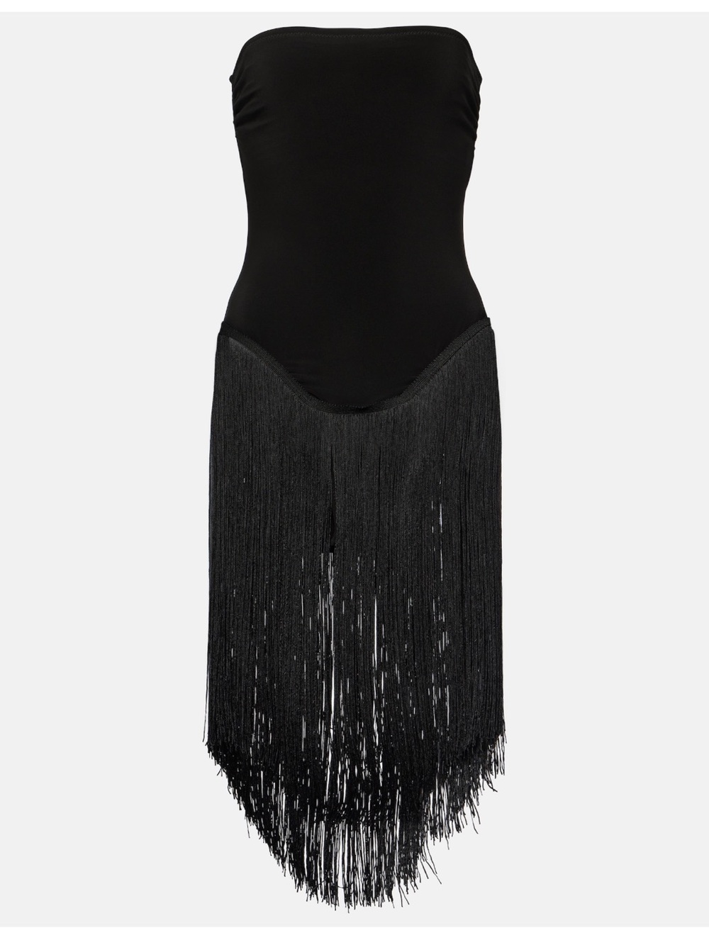 Norma Kamali Strapless Black Fringe Cocktail Dress, XS - Picture 2 of 6